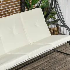 Outsunny 3 Seater Canopy Swing Chair, 2 in 1 Garden Swing Seat Bed, with Adjustable Canopy and Metal Frame, Cream White - 8