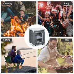 Outsunny 2-Shelf Camping Cupboard Camping Kitchen Station Cook Table Aluminum, Storage Organiser for BBQ Party Picnics Backyards with Carrying Bag - 8