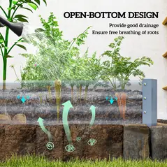 Outsunny 240 x 120cm Galvanised Steel Open Planter - Silver - 6