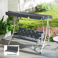 Outsunny 3 Seater Bench Cushion, Garden Chair Cushion with Back and Ties for Indoor and Outdoor Use, 98 x 150 cm, Dark Grey - 2