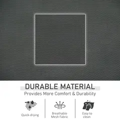 Outsunny 2PCs Outdoor Garden Rocking Chair, Patio Sun Lounger Rocker Chair with Breathable Mesh Fabric, Removable Headrest Pillow, Armrest, Side Storage Bag, Black - 5