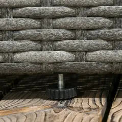 Outsunny 3 Pieces PE Rattan Garden Furniture Set with 10 cm Thick Cushions, 4 Seater Garden Corner Sofa Set with Glass Top Coffee Table, Outdoor Furniture for Patio, Porch, Grey - 9