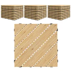 Outsunny 27 Pcs Wooden Interlocking Decking Tiles, 30 x 30 cm Anti-slip Outdoor Flooring Tiles, 0.81㎡ per Pack, All Weather Use for Patio, Balcony, Terrace, Hot Tub, Yellow - 1