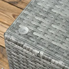 Outsunny 3 Pieces PE Rattan Garden Furniture Set with 10 cm Thick Cushions, 4 Seater Garden Corner Sofa Set with Glass Top Coffee Table, Outdoor Furniture for Patio, Porch, Grey - 8