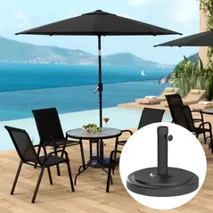 Outsunny 22kg Garden Parasol Base, Round HDPE Sun Umbrella Base, Heavy Duty Outdoor Umbrella Stand for 38mm or 48mm Outdoor Umbrella Poles, Black - 2