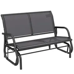 Outsunny 2-Person Outdoor Glider Bench Patio Double Swing Gliding Chair Loveseat w/Power Coated Steel Frame for Garden Patio Porch, Grey - 1