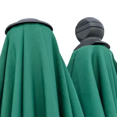 Outsunny 2m Half Parasol Market Umbrella Garden Balcony Parasol with Crank Handle, Base, Double-Sided Canopy, Dark Green - 9