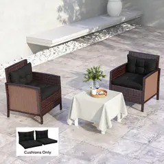 Outsunny 2-Piece Seat Cushions Back Pillows Replacement, Patio Chair Cushions Set for Indoor Outdoor, Black - 2