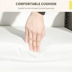 Outsunny 3 Pieces Rattan Bistro Set Balcony Furniture with Cushions, Storage Function - Cream White - 5