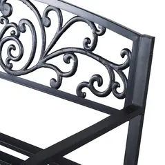 Outsunny 2-Seater Garden Bench, Steel-Black - 7