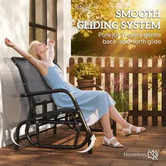 Outsunny 2-Person Outdoor Glider Bench Patio Double Swing Gliding Chair Loveseat w/Power Coated Steel Frame for Garden Patio Porch, Grey - 4