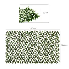 Outsunny 2pc Expanding Garden Trellis, 2 x 1m Faux Decorative Privacy Fence with Artificial Leaves, Privacy Screen Greenery Walls for Garden Balcony, Eucalyptus Leaves - 3