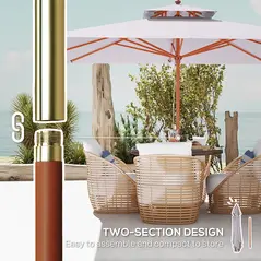 Outsunny 3 m Square Canopy Parasol - Grey - 8