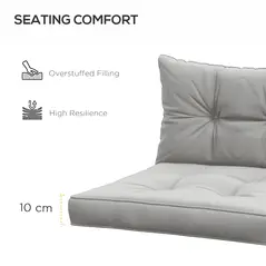 Outsunny 2-Piece Seat Cushions Back Pillows Replacement, Patio Chair Cushions Set for Indoor Outdoor, Light Grey - 5