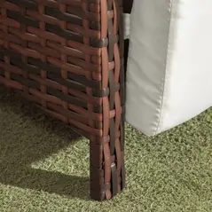 Outsunny 3 Pieces Rattan Bistro Set Balcony Furniture with Cushions, Storage Function - Cream White - 8