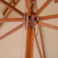 Outsunny 3 x 3 metre Patio Parasol Garden Umbrellas Sunshade Outdoor Wooden Parasol Canopy Double Tier, Beige, BASE NOT INCLUDED - 8