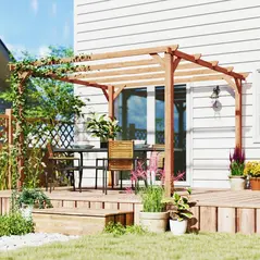 Outsunny 3 x 3 m Wooden Pergola Kit, Garden Pergola Gazebo Grape Trellis with Triangle Supports, 5 Beams, Maple Wood-effect - 8