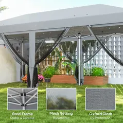 Outsunny 3 x 6m Pop Up Gazebo, Outdoor Canopy Shelter, Marquee Party Wedding Tent with 6 Mesh Walls and Carry Bag, Grey - 4