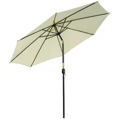 Outsunny 3(m) Tilting Parasol Garden Umbrellas, Outdoor Sun Shade with 8 Ribs, Tilt and Crank Handle for Balcony, Bench, Garden, Beige - 1