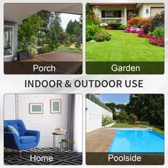 Outsunny 3 Seater Rattan Sofa All-Weather Wicker Weave Metal Frame Chair with Fire Resistant Cushion, Black - 8