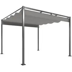 Outsunny 3 x 3m Retractable Roof Metal Pergola - Grey - 1