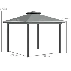 Outsunny 3 x 3(m) Patio Gazebo Canopy Garden Pavilion Tent Shelter Marquee with 2 Tier Roof, Netting and Curtains, Light Grey - 3