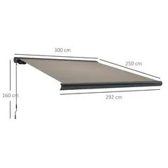 Outsunny 3 x 2.5 m Electric Awning with Remote Controller, Aluminium Frame DIY Retractable Awning, UV50+ Sun Shade Canopy for Garden Patio Deck Door Window, Light Grey - 3