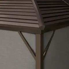 Outsunny 3 x 4m Hardtop Gazebo Canopy with Metal Roof, Aluminium Gazebo Permanent Pavilion with Netting and Curtains, Dark Grey - 9