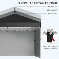 Outsunny 3 x 3 (M) Pop Up Gazebo Event Shelter, Height Adjustable Party Tent with 3 Sidewalls, Weight Bags and Wheeled Bag - 5