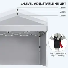 Outsunny 3 x 3 m Pop Up Gazebo, UPF 30+ Party Tent with 2 Sidewalls, Weight Bags and Wheeled Bag, Light Grey - 6