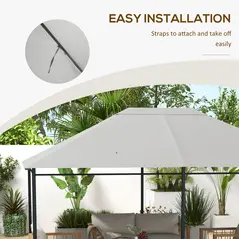 Outsunny 3 x 4m Gazebo Canopy Replacement Cover, Gazebo Roof Replacement (TOP COVER ONLY), Light Grey - 6
