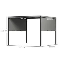 Outsunny 3 X 3 Meters Pergola with Sliding Roof, Garden Gazebo with Adjustable Sun Shade Canopy and Steel Frame, Charcoal Grey - 3