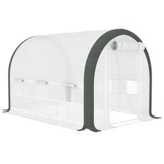 Outsunny 3 x 2(m) Walk-In Tunnel Greenhouse, with Accessories - White - 1