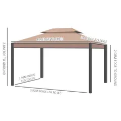 Outsunny 3 x 4m Garden Gazebo, Double Roof Marquee Canopy Shelter with Sidewalls, Solid Steel Frame for Garden, Lawn, Backyard and Deck - 3