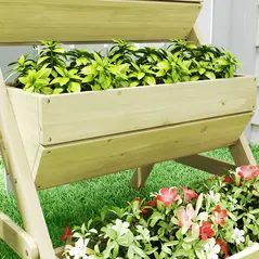 Outsunny 3 Tier Raised Garden Bed Wooden Elevated Planter Box Kit, 66L for Flower, Vegetable, Herb, 65x75x78cm, Green - 9