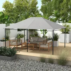 Outsunny 3 x 4m Gazebo Canopy Replacement Cover, Gazebo Roof Replacement (TOP COVER ONLY), Light Grey - 2