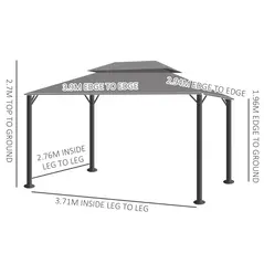 Outsunny 3 x 4m Aluminium Garden Gazebo, Marquee Canopy Shelter Pavilion Party Tent with Nets and Curtains for Garden and Deck, Light Grey - 3