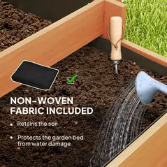 Outsunny 3 Tier Garden Planters with Trellis for Vine Climbing, Wooden Raised Beds, 95x95x110cm, Brown - 6