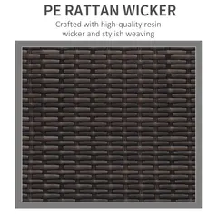 Outsunny 3 Seater Rattan Sofa, All-Weather Wicker Weave Metal Frame Chair with Fire Resistant Cushion, Brown - 6