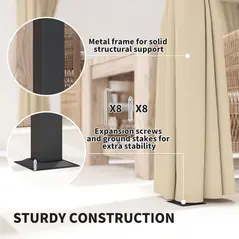 Outsunny 3 x 3m Retractable Roof Pergola, with Curtains - Khaki - 6