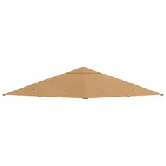 Outsunny 3 x 3 m Gazebo Canopy Replacement Cover, Garden Gazebo Roof Replacement with Drain Holes, TOP COVER ONLY, Beige - 1