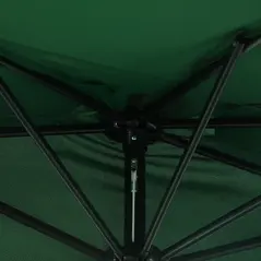 Outsunny 3(m) Half Parasol, Semi Round Umbrella with Metal Frame, Crank Handle for Balcony, Garden, Green - 9