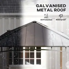 Outsunny 3 x 3 m Decorative Metal Gazebo - Black/Wood-Effect - 4