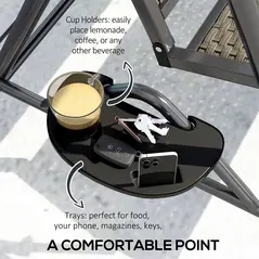 Outsunny 3 Seater Swing Chair, Garden Swing Seat Bench with Adjustable Canopy, Rattan Seat and Steel Frame for Patio, Yard, Grey - 7