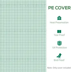 Outsunny 3 x 2 x 2m Greenhouse Replacement Cover ONLY Winter Garden Plant PE Cover for Tunnel Walk-in Greenhouse with Roll-up Windows Door Outdoor, Green - 7