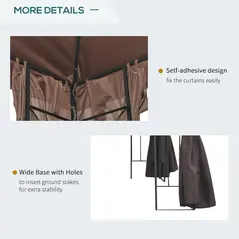 Outsunny 3 x 3 m Garden Gazebo Double Roof Marquee Patio Wedding Party Tent Canopy Shelter with Sidewalls (Brown) - 5