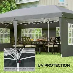 Outsunny 3 x 6m Pop-Up Gazebo, with Removable Walls - Grey - 7