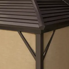 Outsunny 3 x 4m Hardtop Gazebo Canopy with Metal Roof, Aluminium Gazebo Permanent Pavilion with Netting and Curtains, Brown - 9