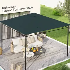 Outsunny 3 x 3 m Gazebo Canopy Replacement Cover, Garden Gazebo Roof Replacement with Drain Holes, TOP COVER ONLY, Grey - 8