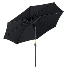 Outsunny 3(m) Tilting Parasol Garden Umbrellas, Outdoor Sun Shade with 8 Ribs, Tilt and Crank Handle for Balcony, Bench, Garden, Black - 1